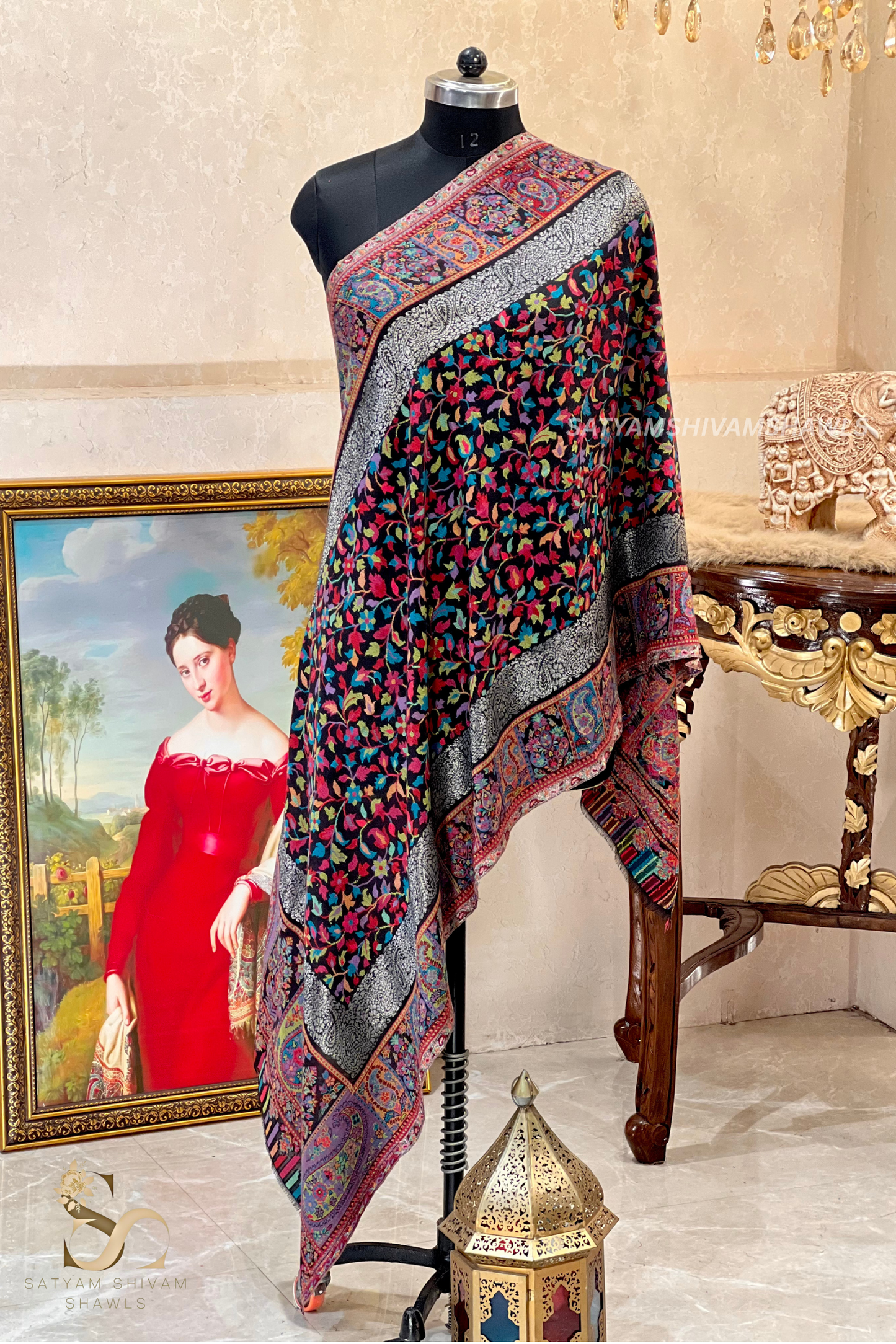 noor-e-kani multi pure wool stole