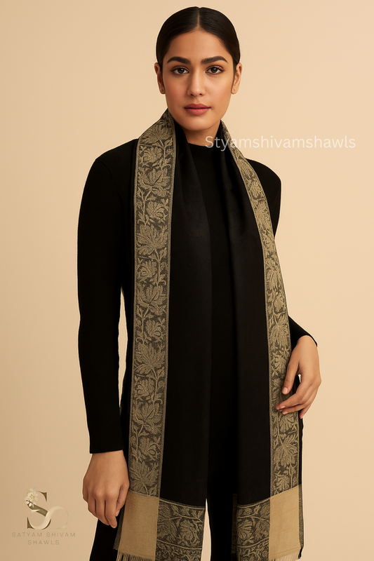PURE WOOL SELF STRIPS WITH BORDER DESIGN SHAWL,WARM & SOFT,