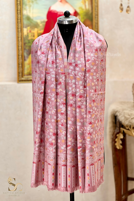 noor-e-kani multi pure wool stole,lavender