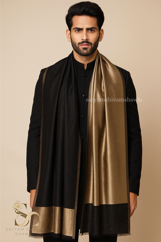 Noor-e-zari twilight reversible shawl,black