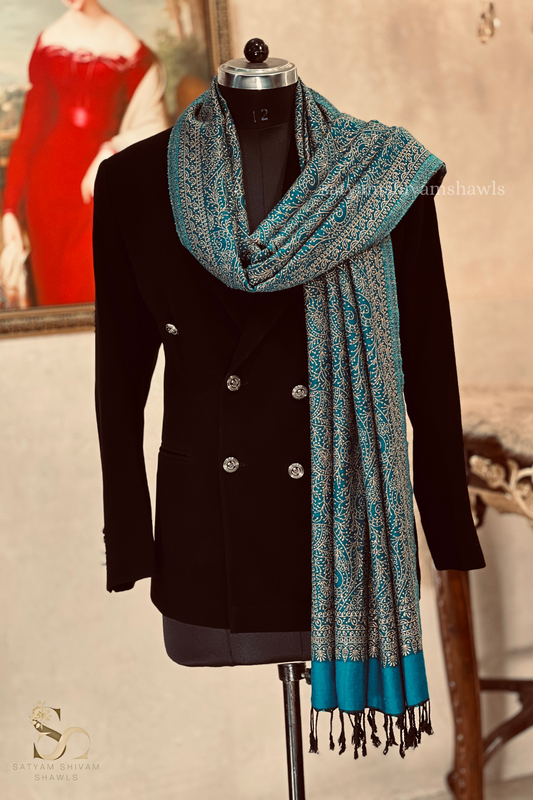 pure wool zari weaved stole,