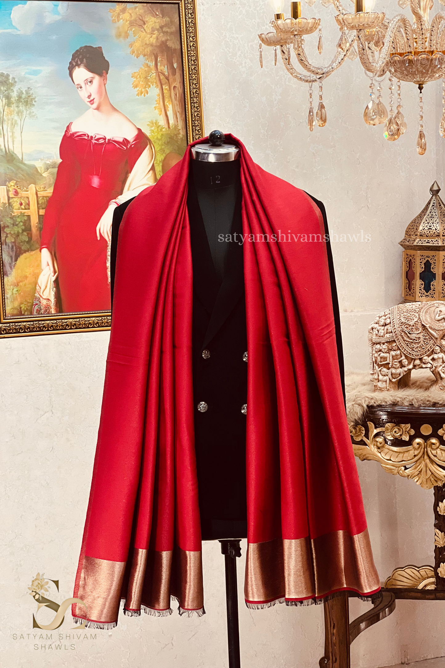 Noor-e-zari twilight reversible (STOLE) KASHMIRI MEHROON