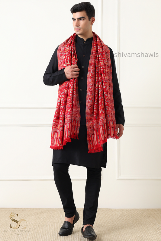 noor-e-kani multi pure wool stole,