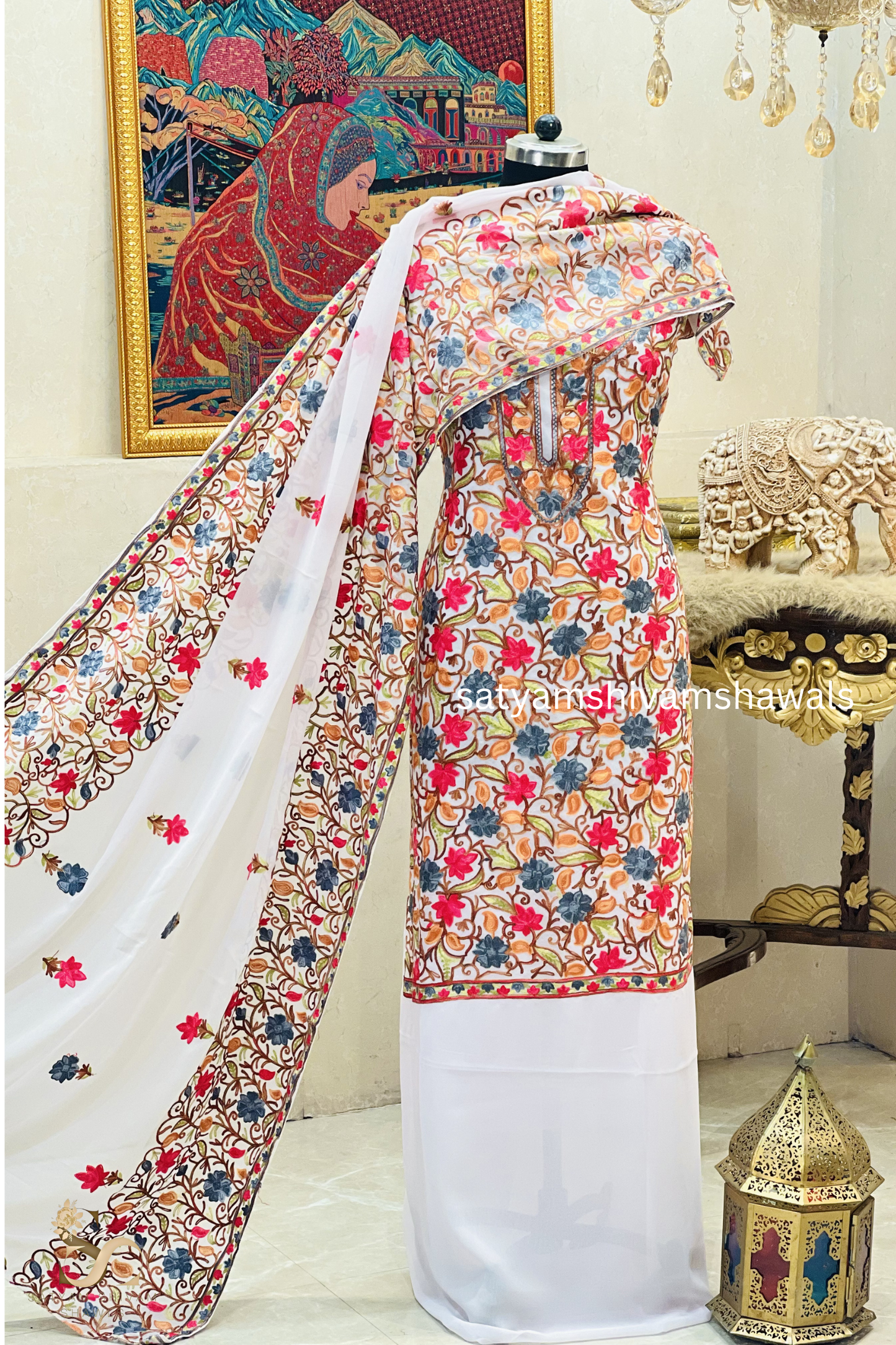 KASHMIRI NALKI  MULTI  EMROIDERY GEORGETTE SUIT
