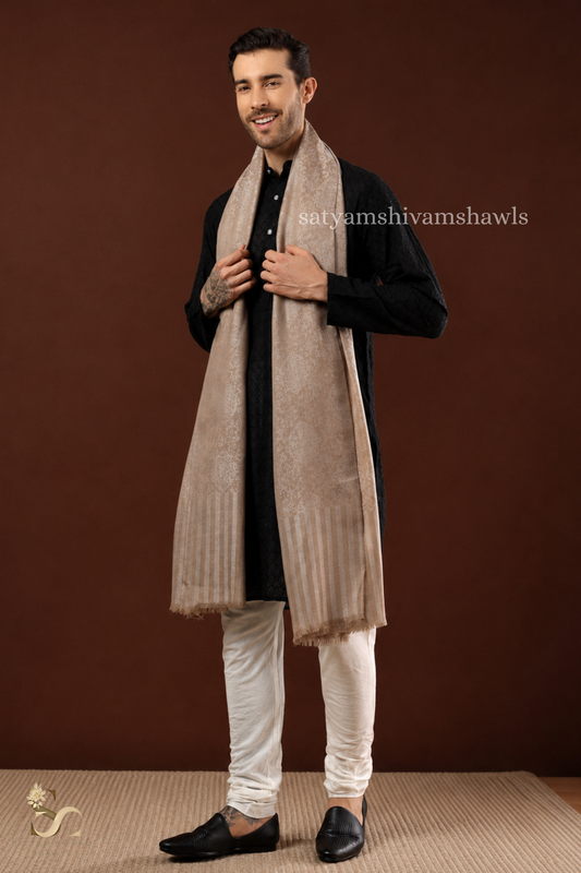ROYAL LUXURY PASHMINA RING PASS GENTS LOHI KASHMIRI AUTHENTIC SELF DESIGN , TOOSH COLOUR