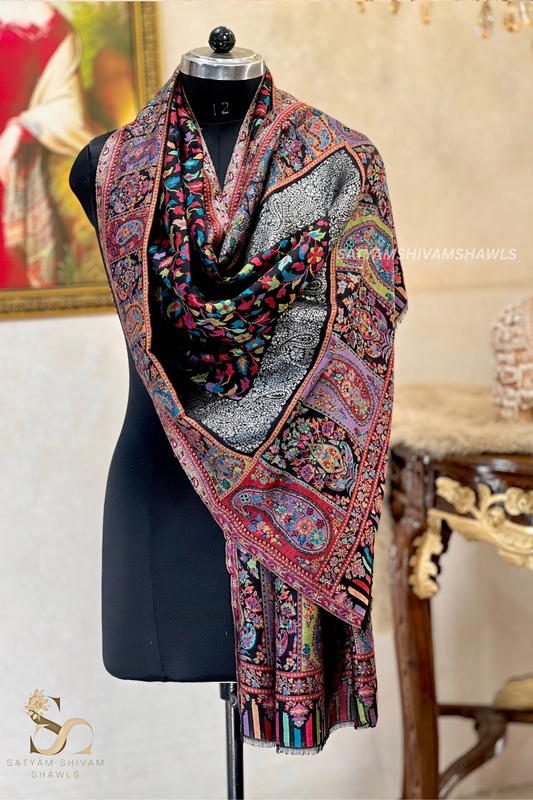 noor-e-kani multi pure wool stole