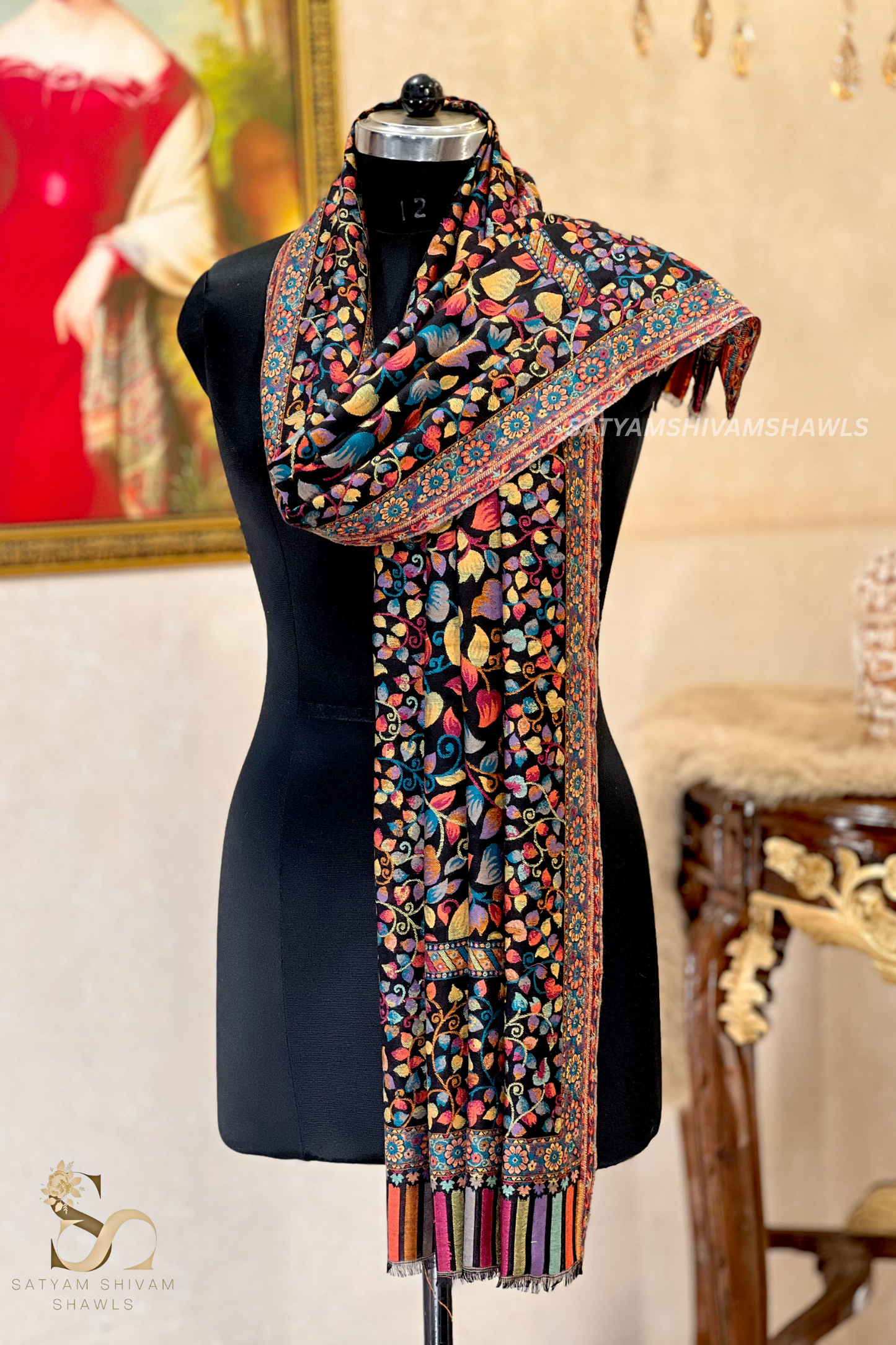 noor-e-kani multi pure wool stole