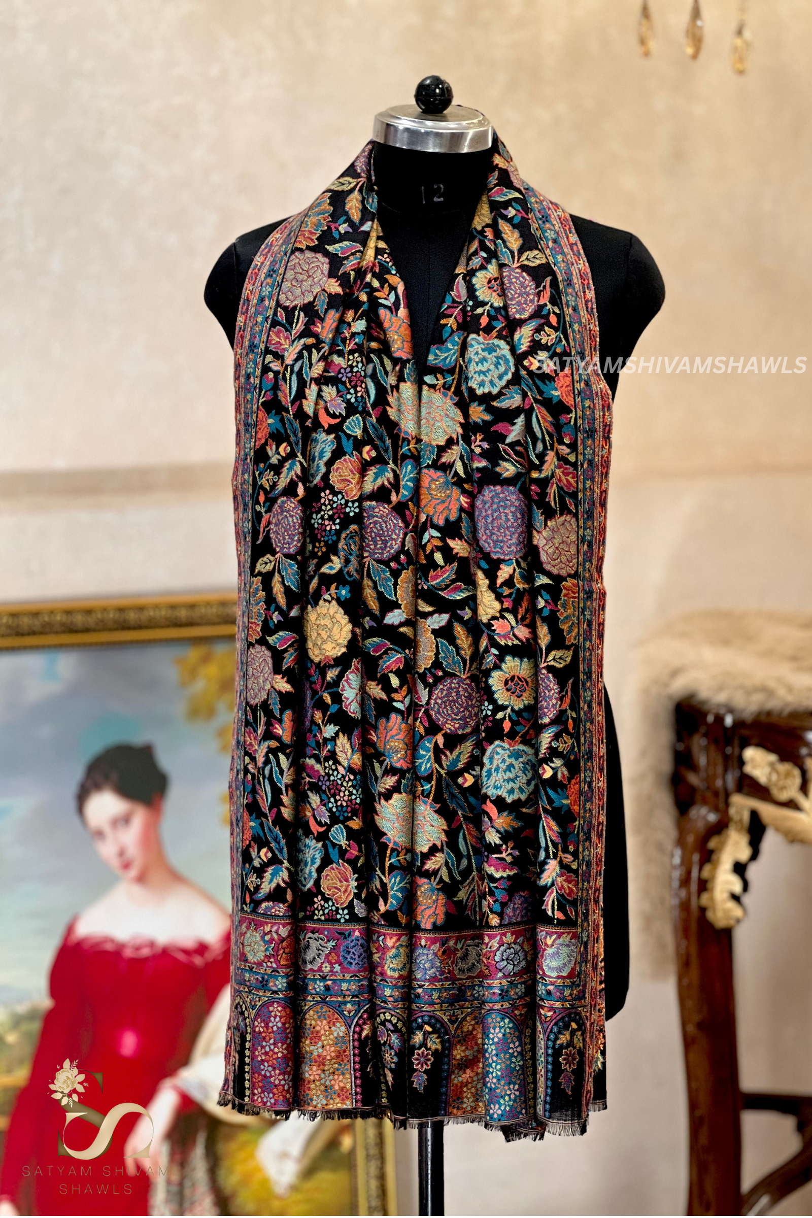 noor-e-kani multi pure wool stole