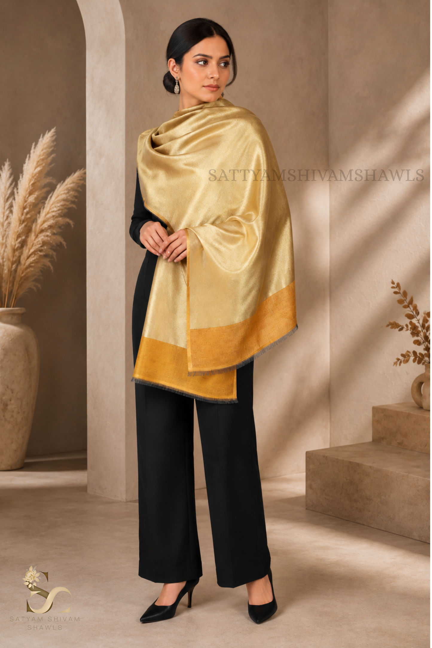 moonlight zari reversible stole, black