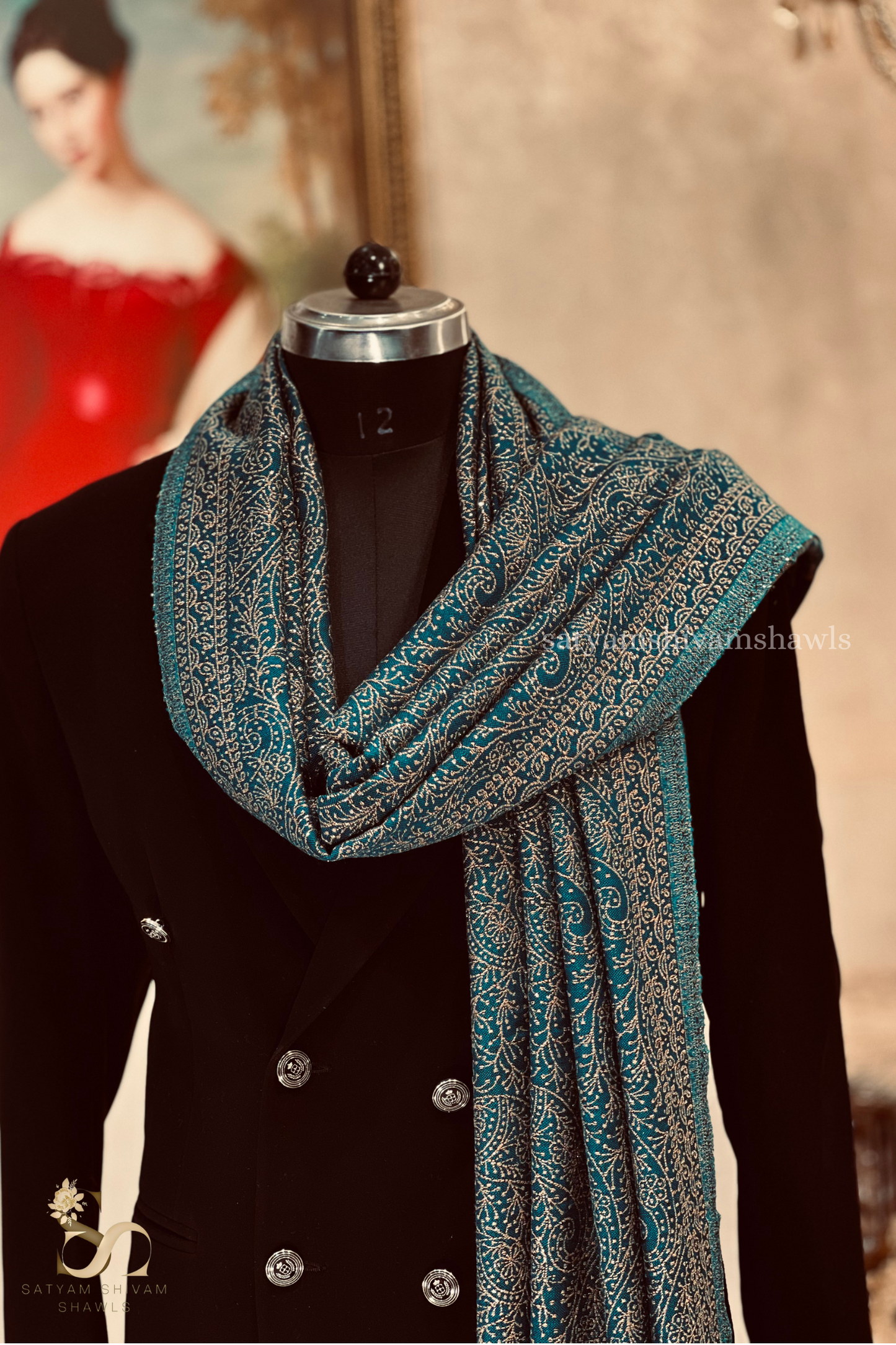 pure wool zari weaved stole,