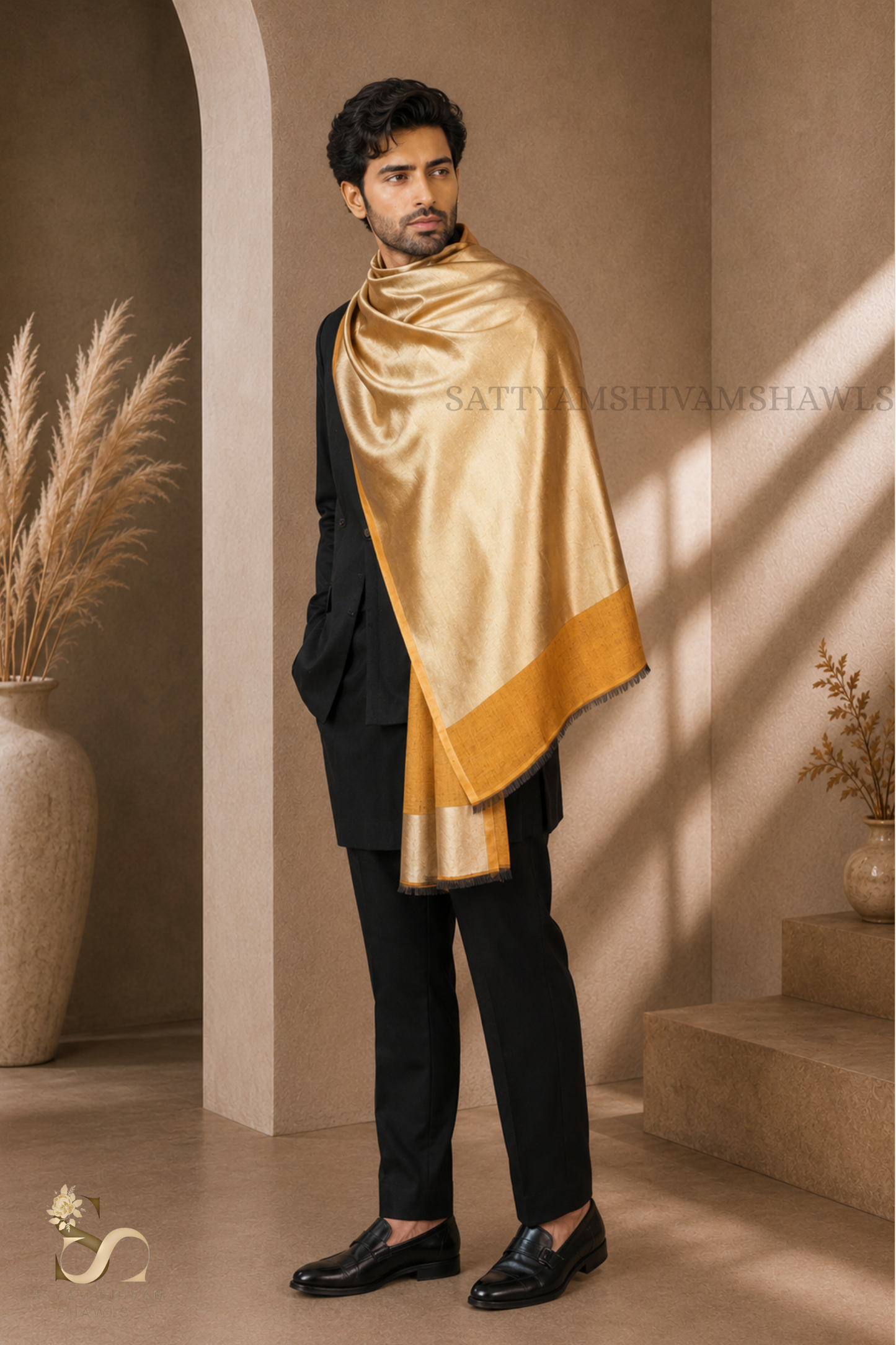 moonlight zari reversible stole, black