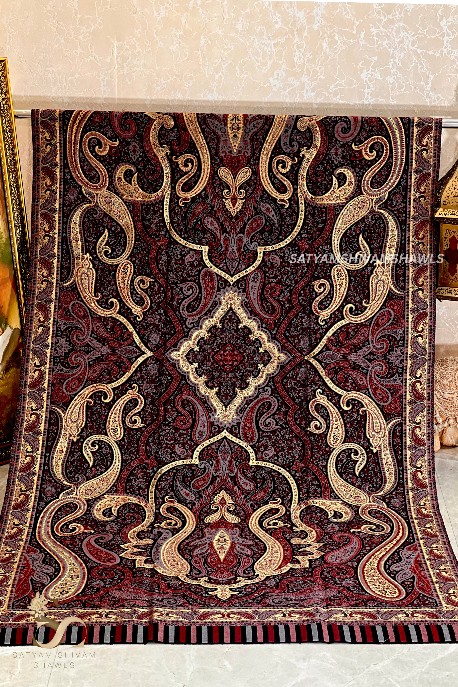 Threads of golden bloom kani pure wool shawl