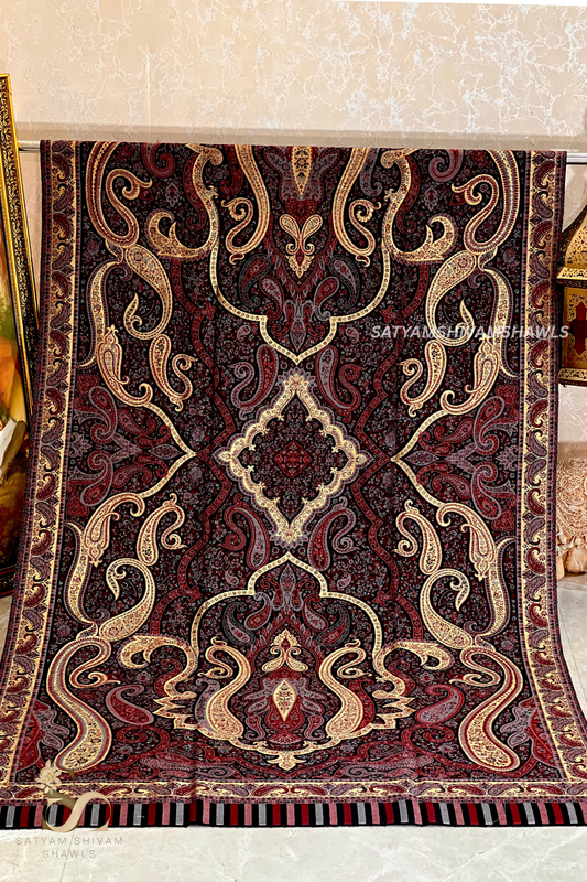 Threads of golden bloom kani pure wool shawl