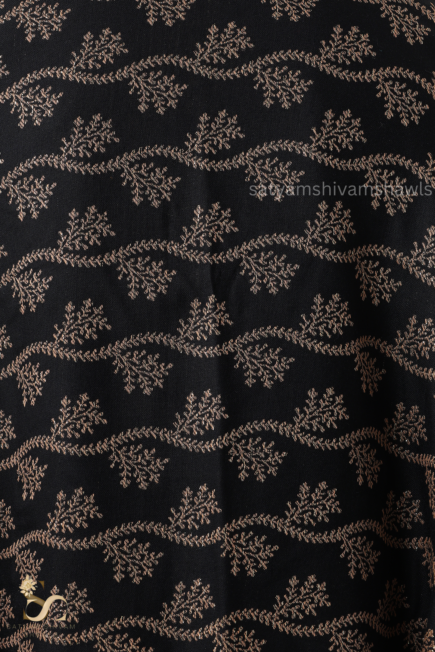 Mens pure wool zari weaved stole,black