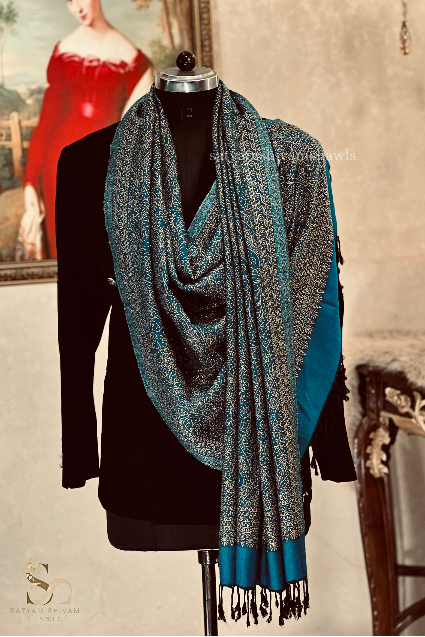 pure wool zari weaved stole,