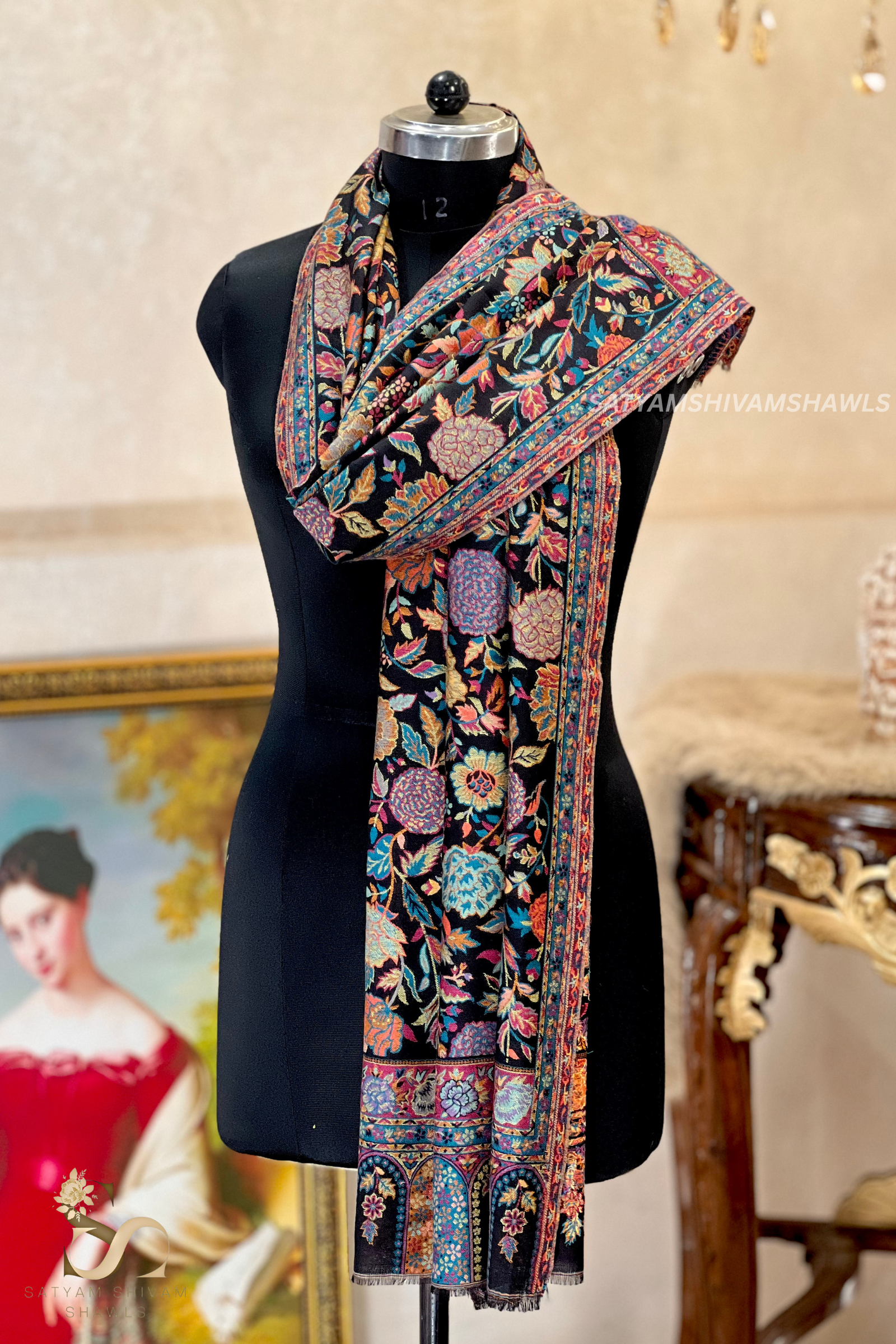 noor-e-kani multi pure wool stole