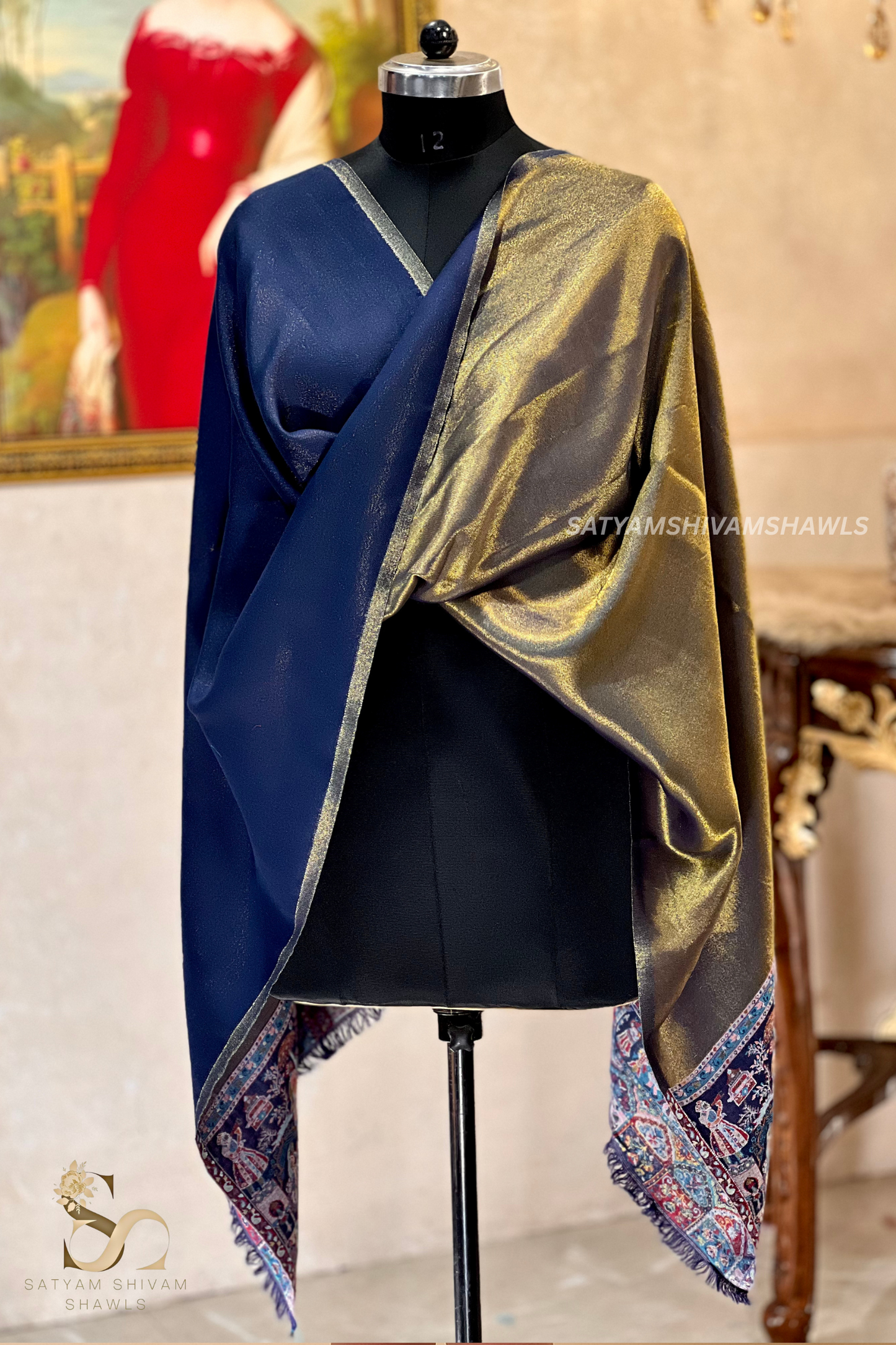 Twilight moonlight reversible kani palla stole, soft & warm,