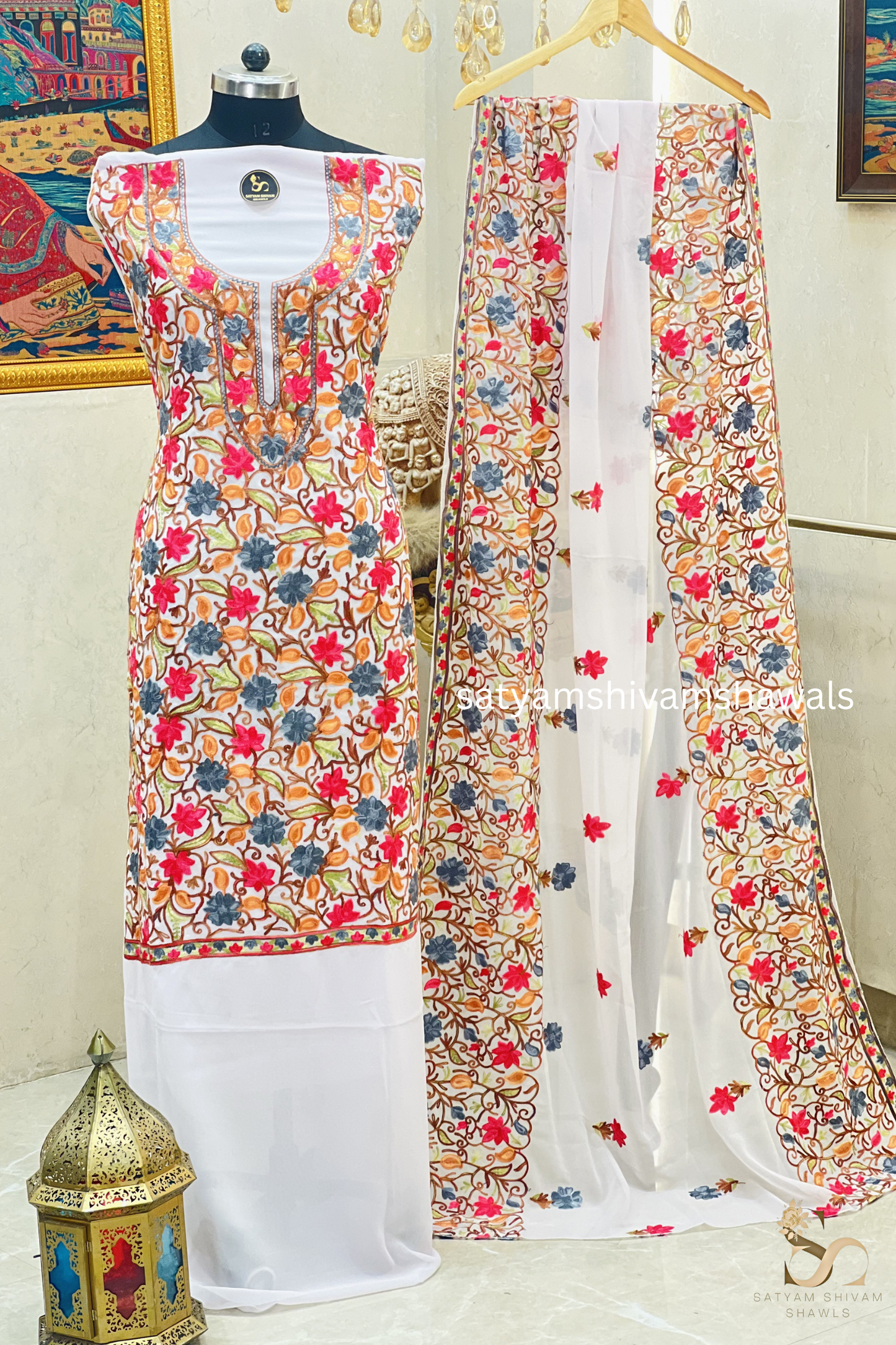 KASHMIRI NALKI  MULTI  EMROIDERY GEORGETTE SUIT