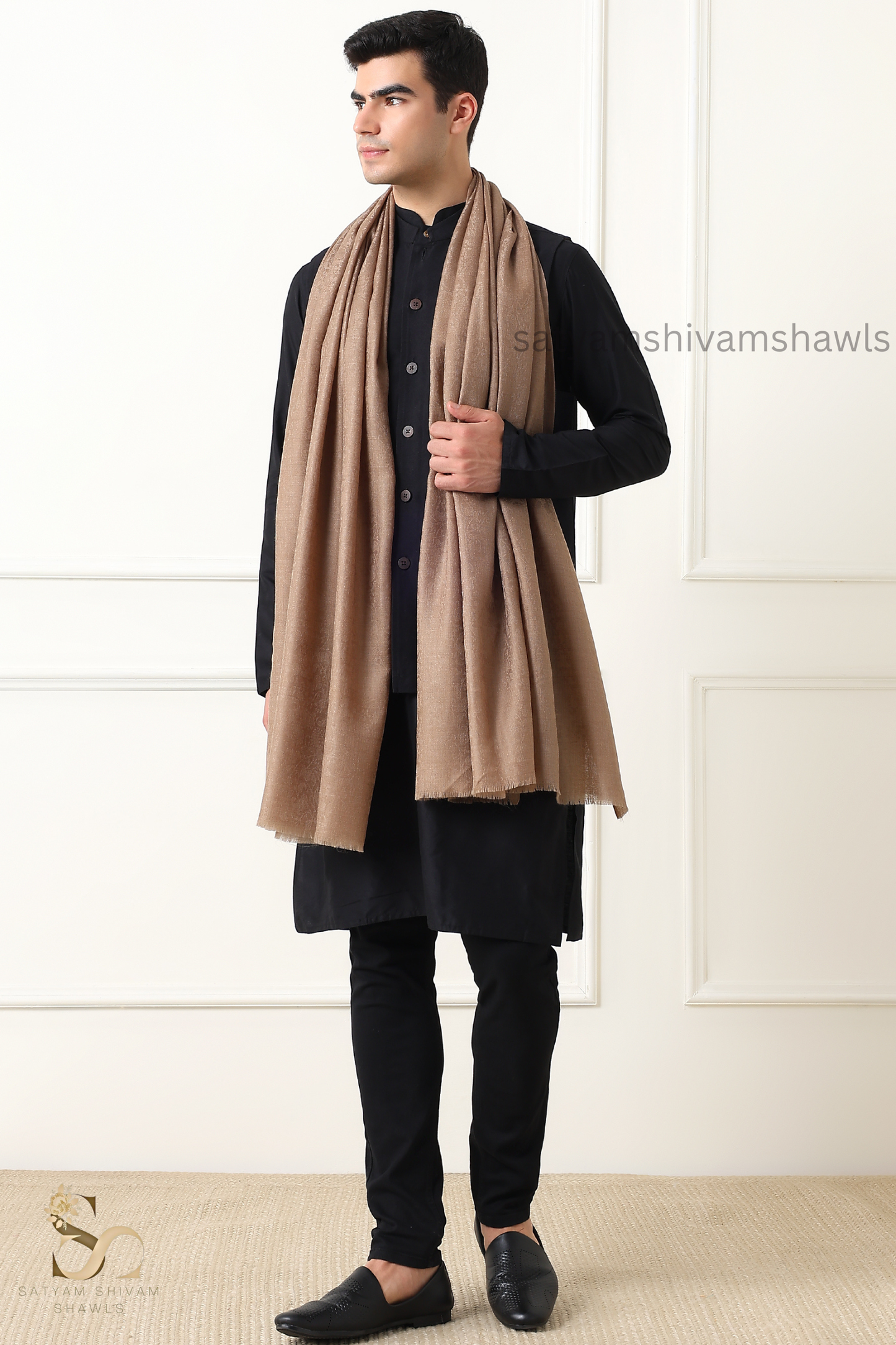 PASHMINA MENS  100% CERTIFIED PURE WOOL SUPER FINE RING SHAWL