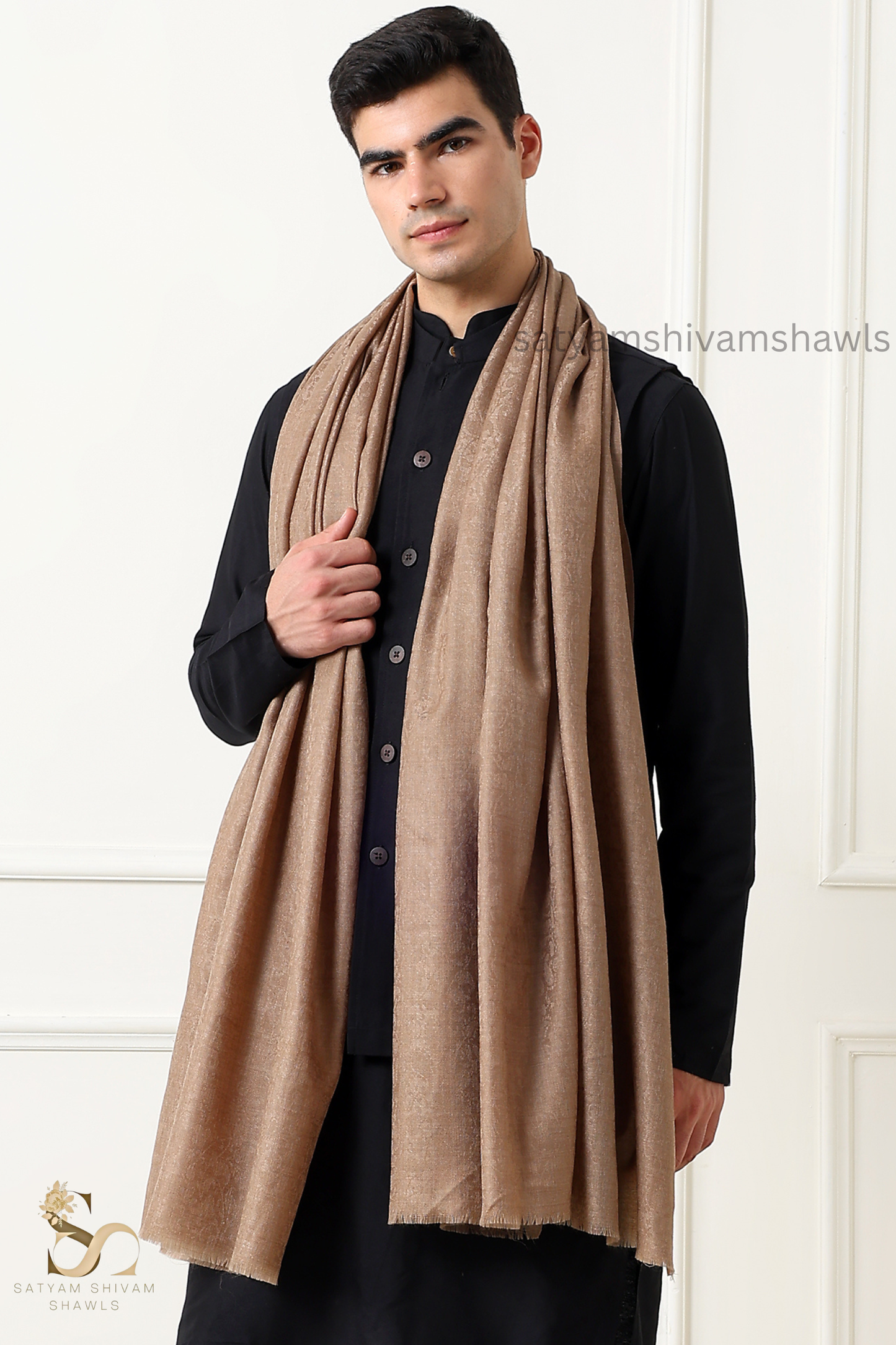 PASHMINA MENS  100% CERTIFIED PURE WOOL SUPER FINE RING SHAWL