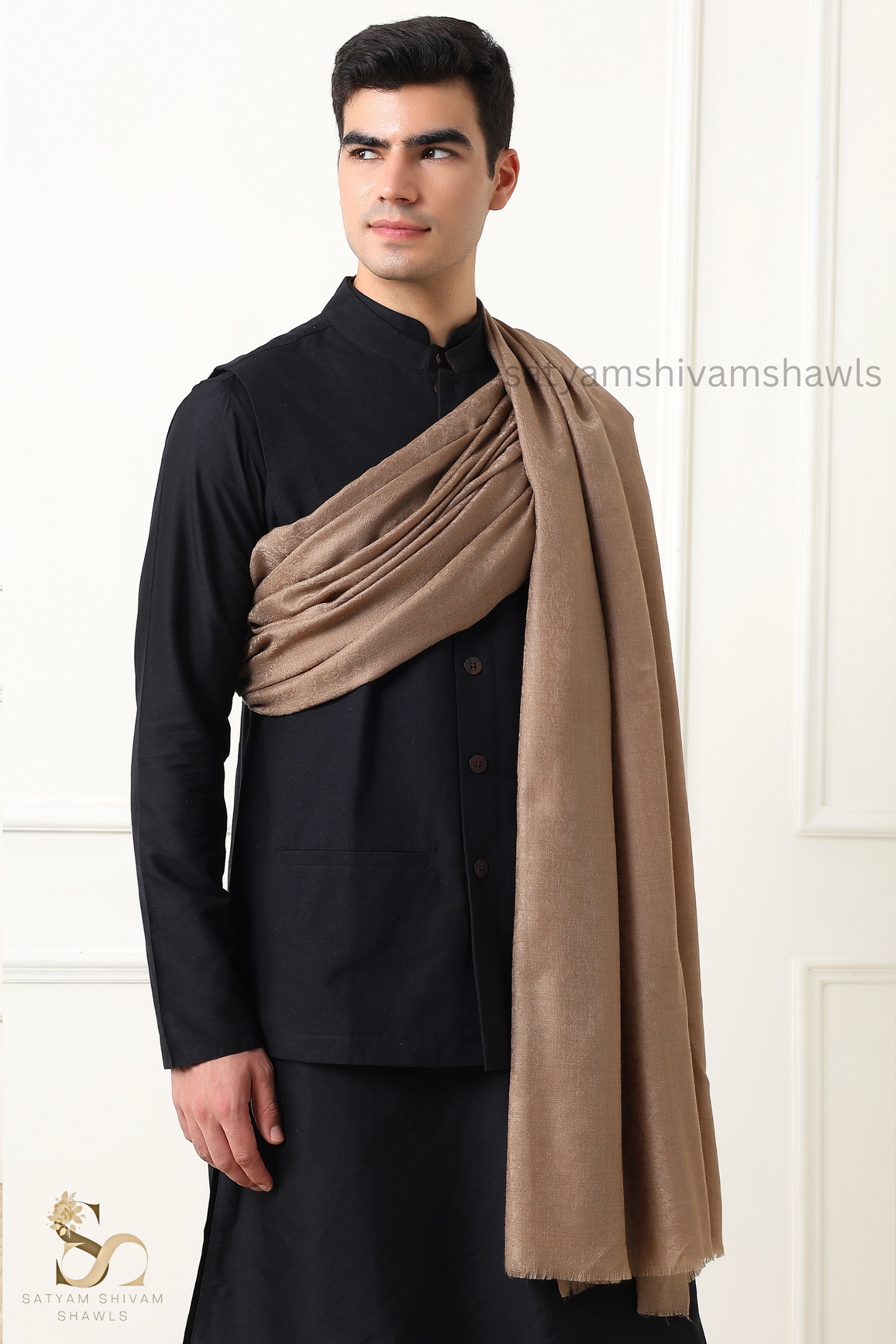 PASHMINA MENS  100% CERTIFIED PURE WOOL SUPER FINE RING SHAWL