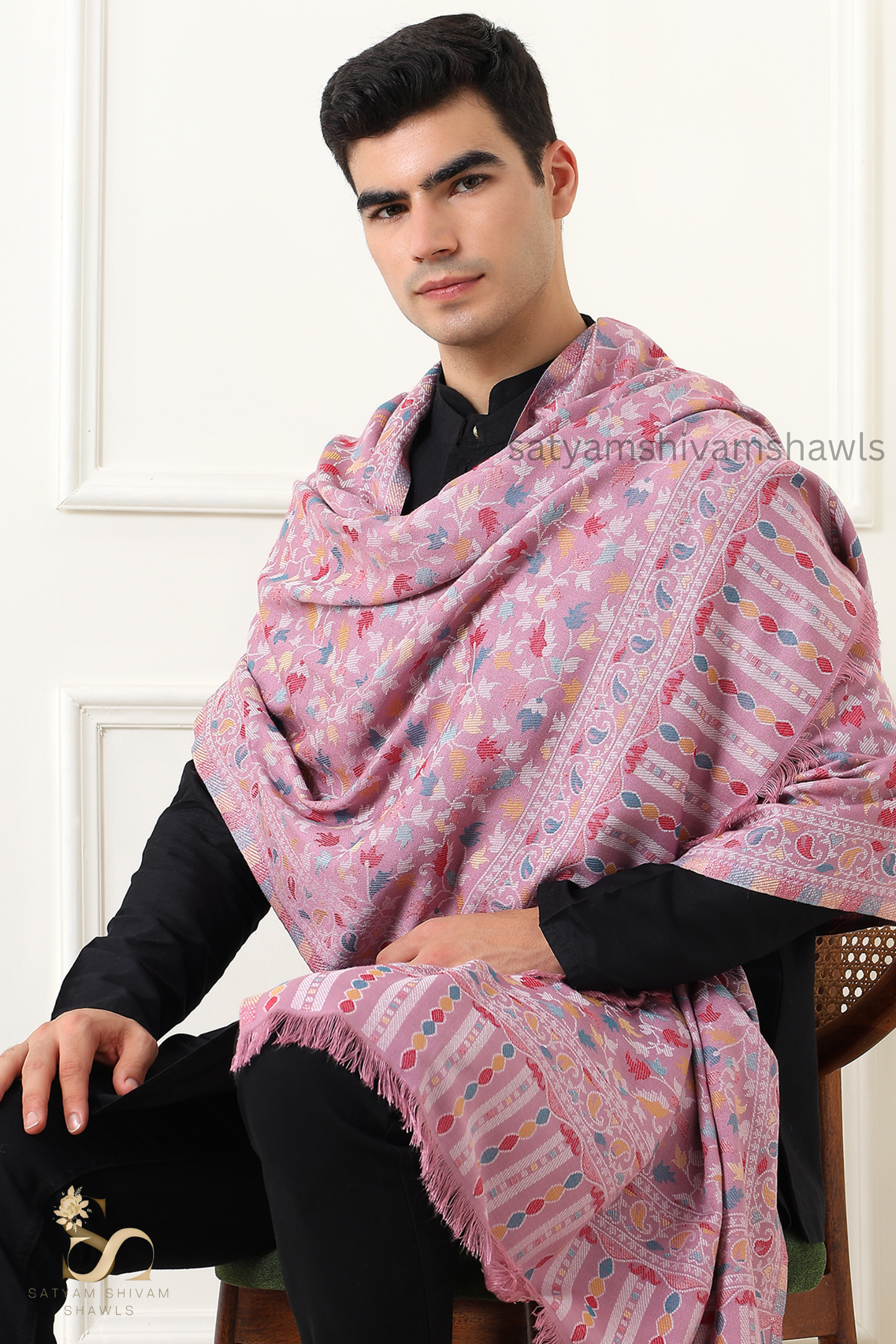 noor-e-kani multi pure wool stole,