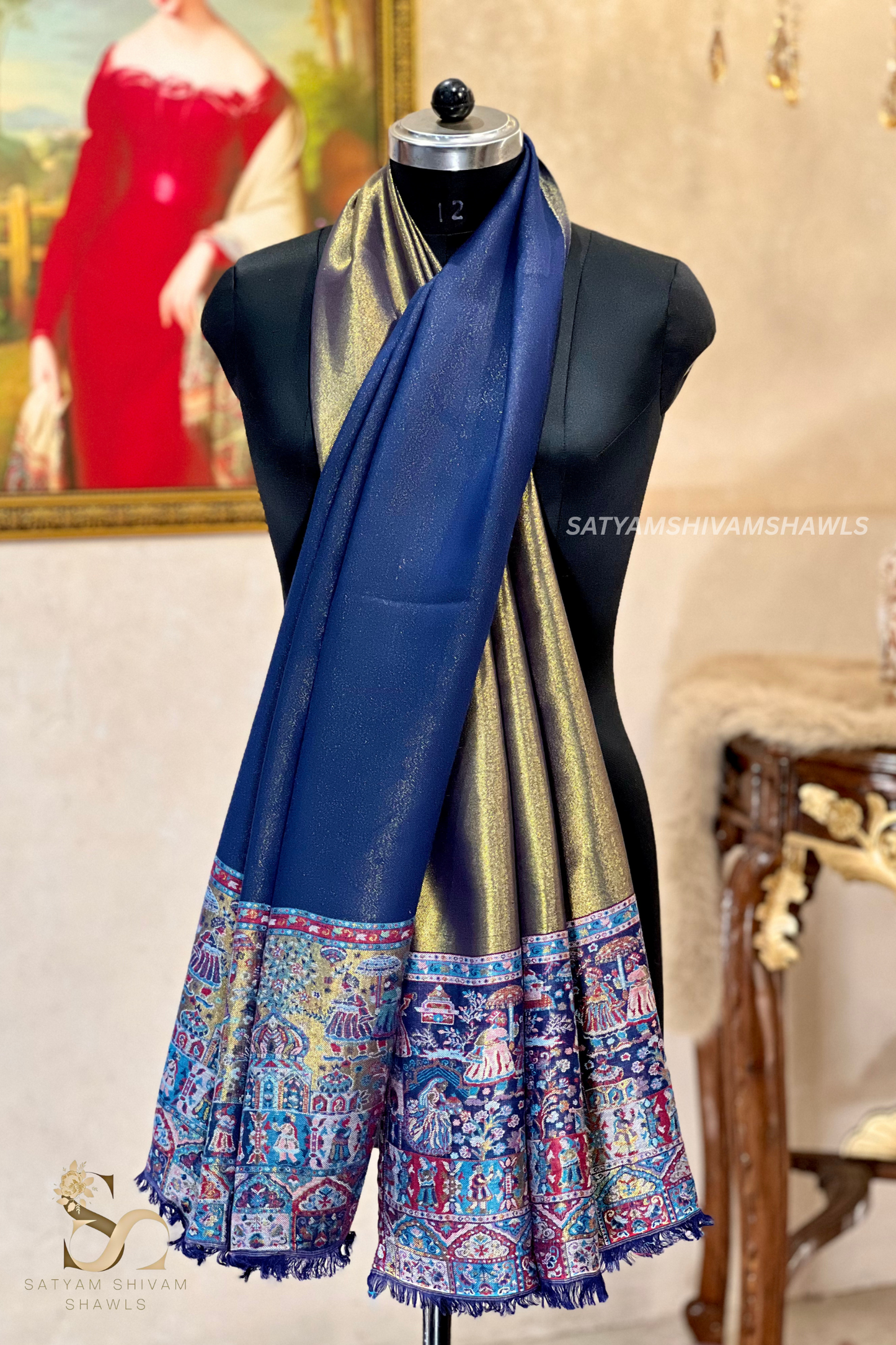 Twilight moonlight reversible kani palla stole, soft & warm,