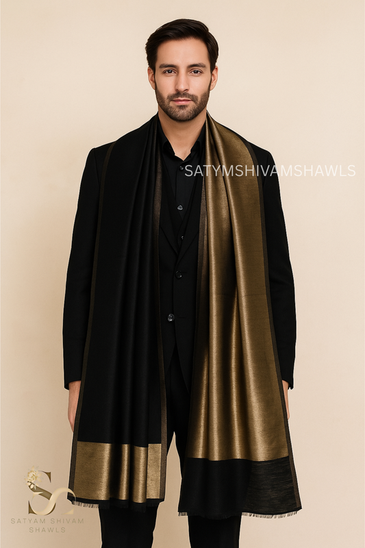Noor-e-zari twilight reversible shawl,black