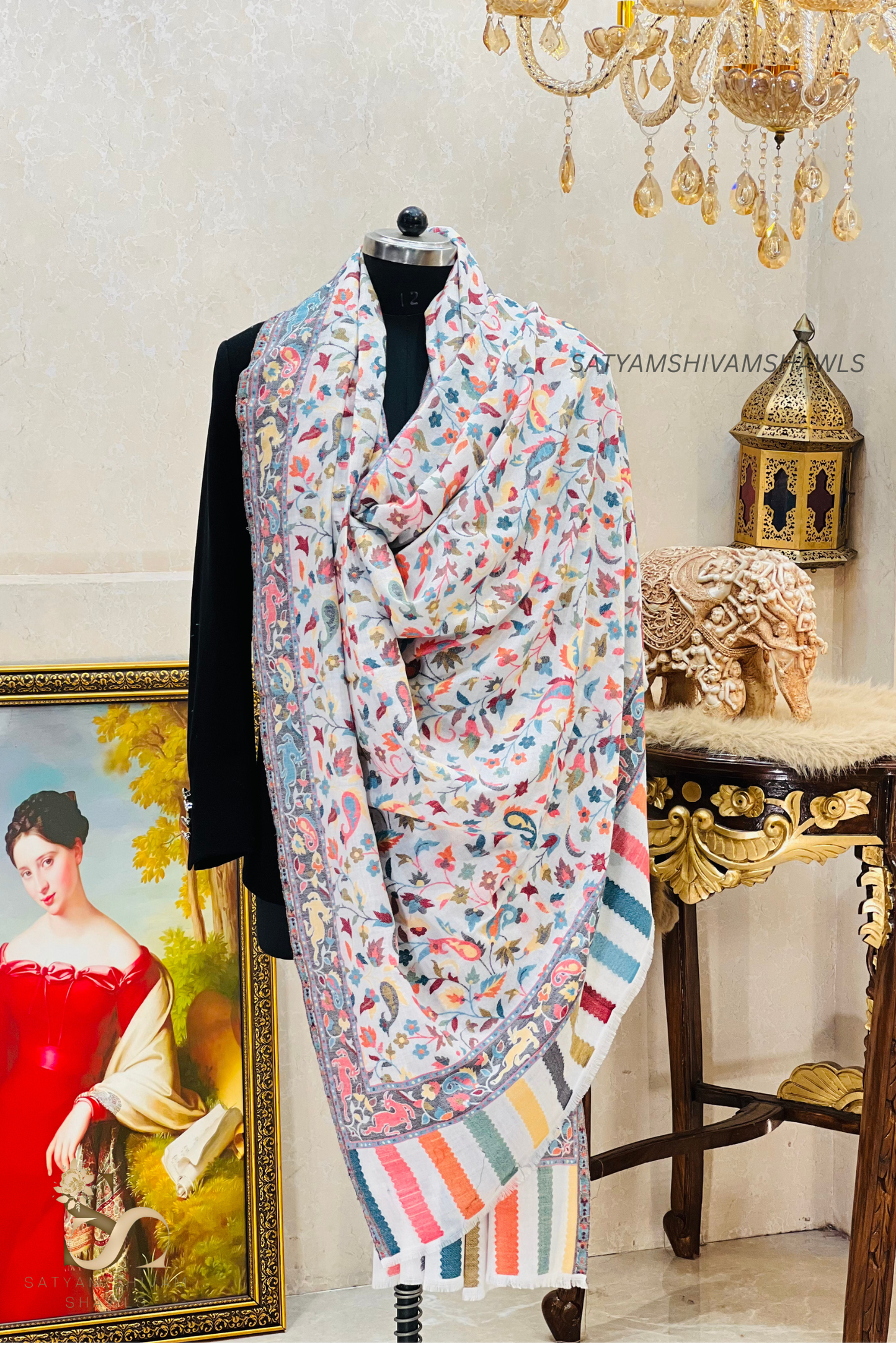 Fine wool pashmina 12 count autentic kani lohi ,big size