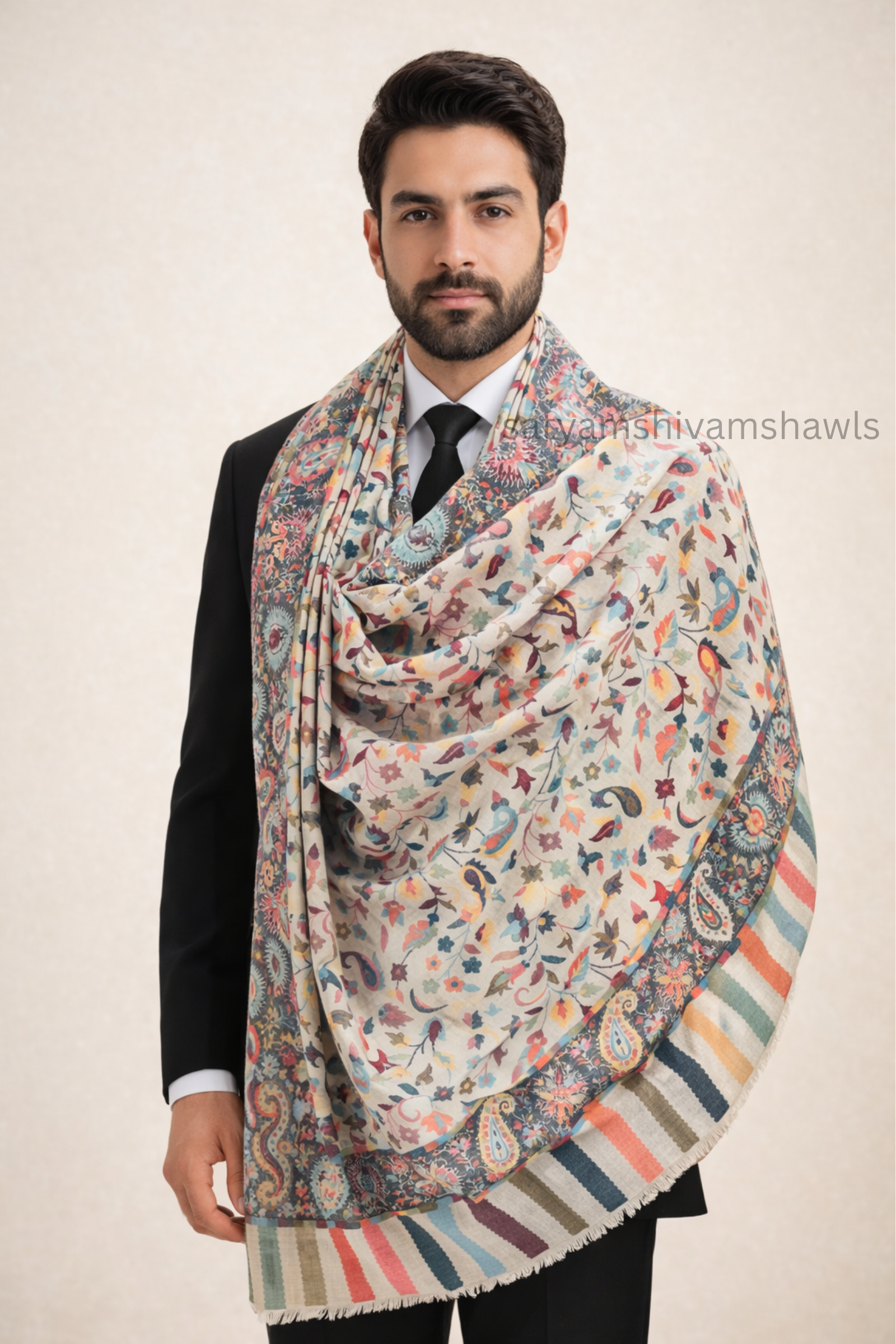 Fine wool pashmina 12 count autentic kani shikar desingn lohi ,big size