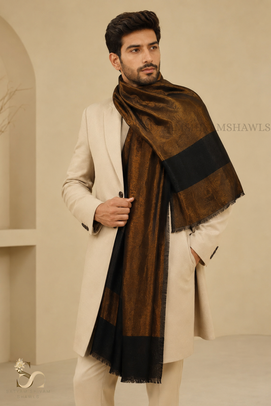 men reversible moonlight zari border fine wool Stole