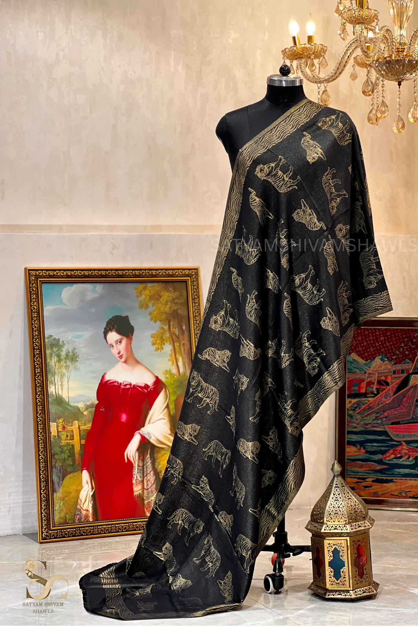 Twinlight reversible  moonlight tiger design stole ,