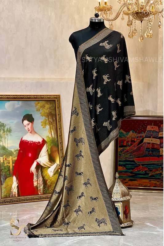 Twilight reversible horse moonlight design stole ,black