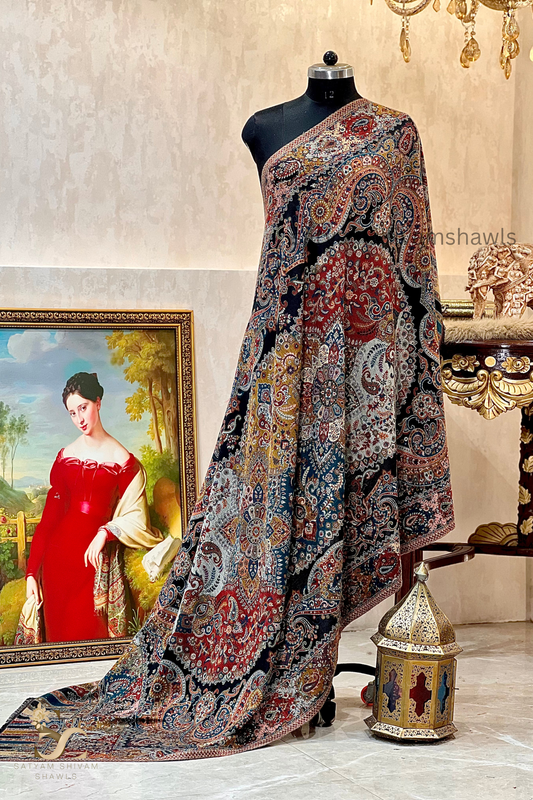 pure wool paisely multi kani design women shawl