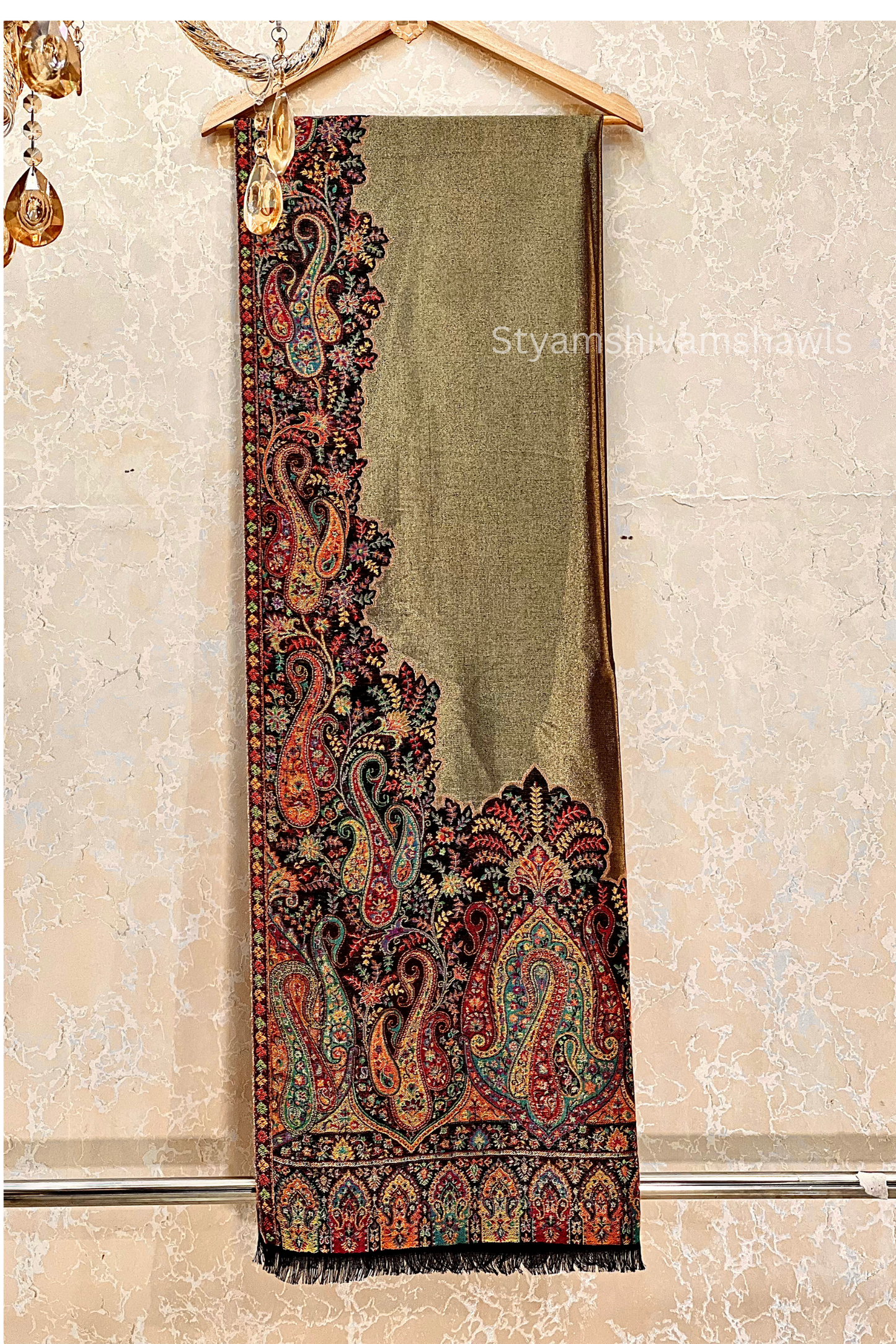 WOMEN SHAWL TWILIGHT COLLECTION FINE WOOL AMBER GOLD,
