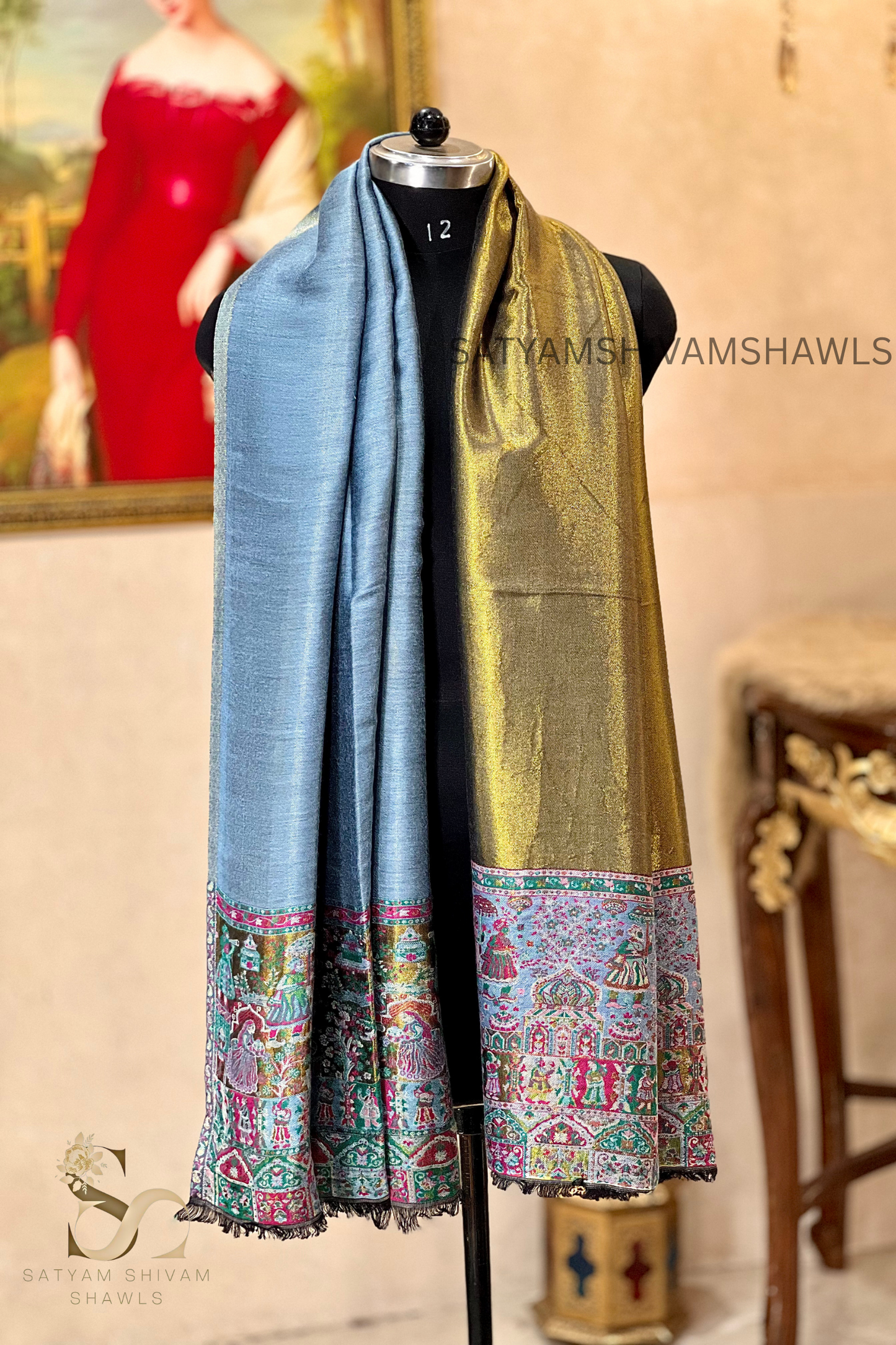 Twilight moonlight reversible kani palla stole, soft & warm,