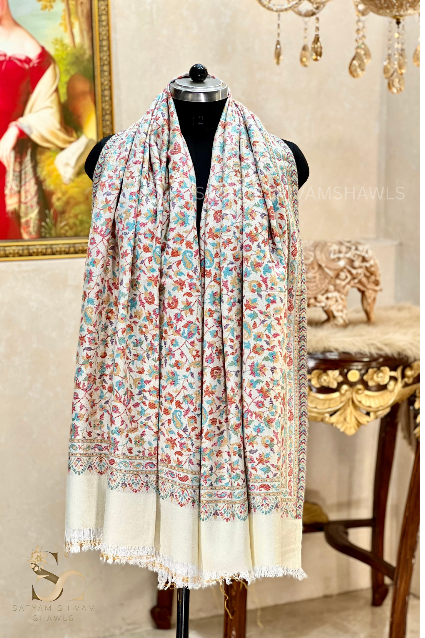 pure wool multi authentic kani design stole