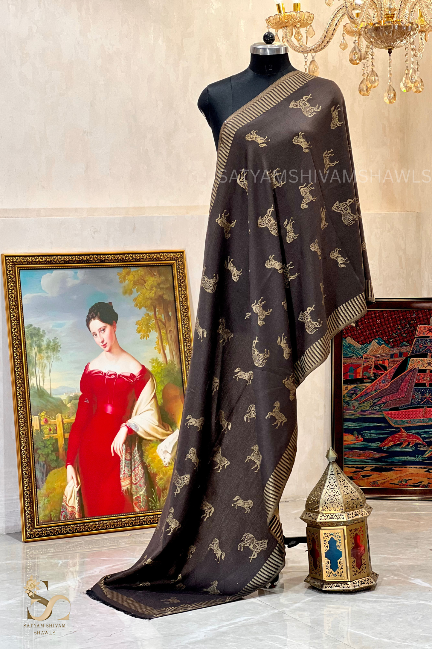 Title Twinlight reversible horse moonlight design stole ,coffee