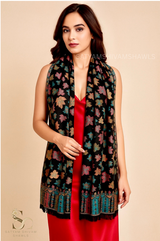 pure wool multi chinar kani design stole