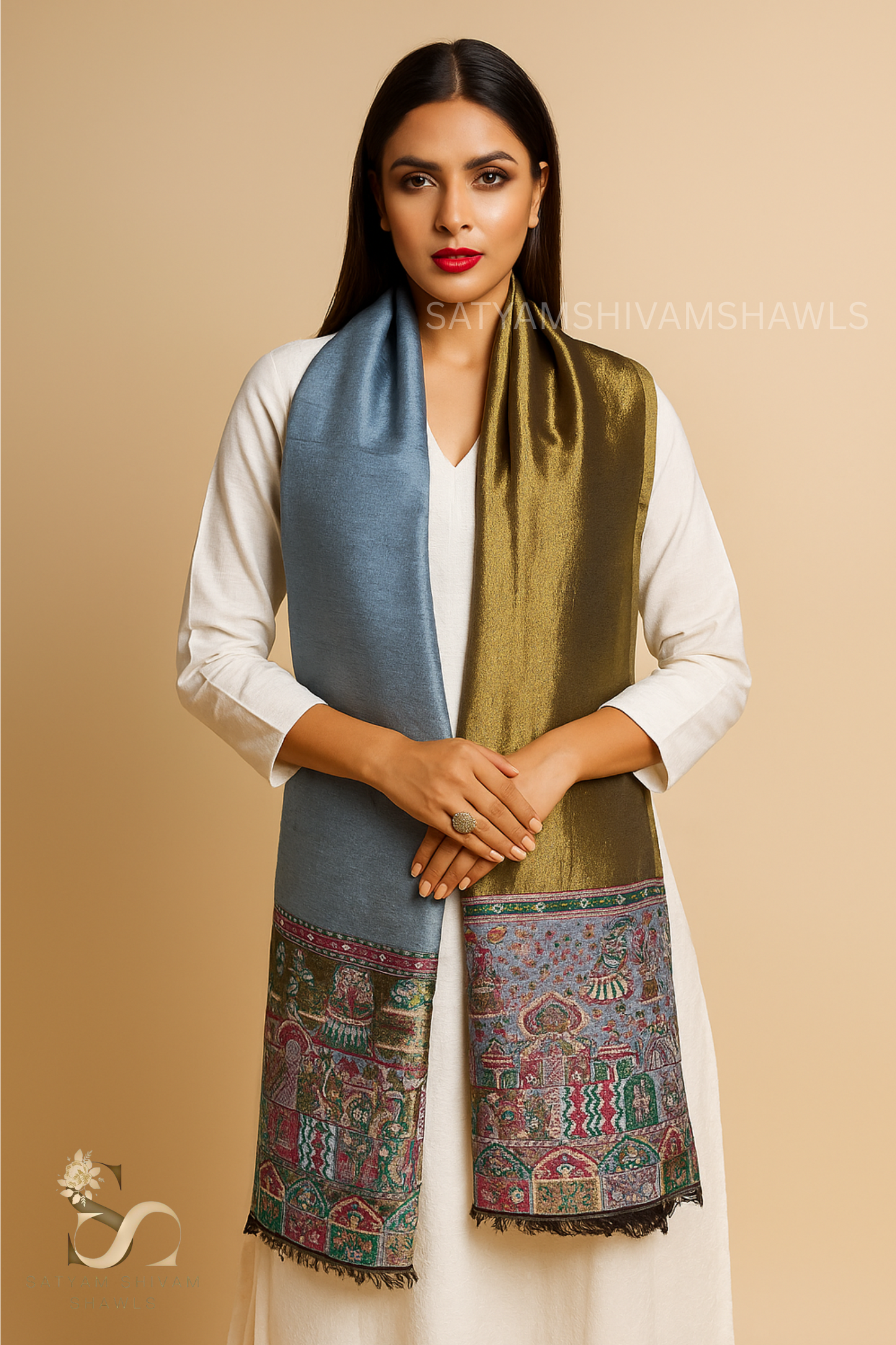 Twilight moonlight reversible kani palla stole, soft & warm,
