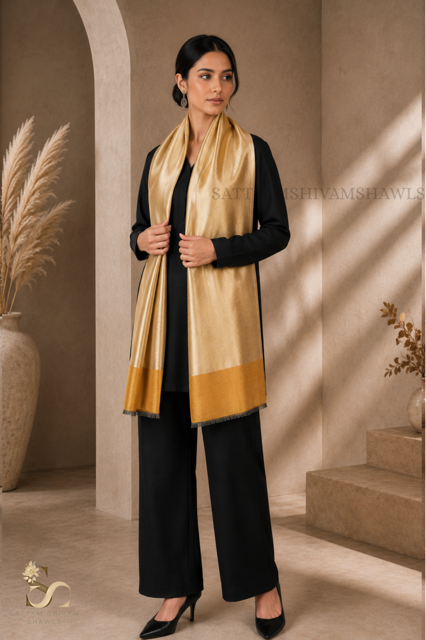 moonlight zari reversible stole, black