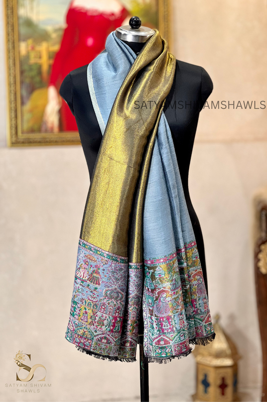 Twilight moonlight reversible kani palla stole, soft & warm,