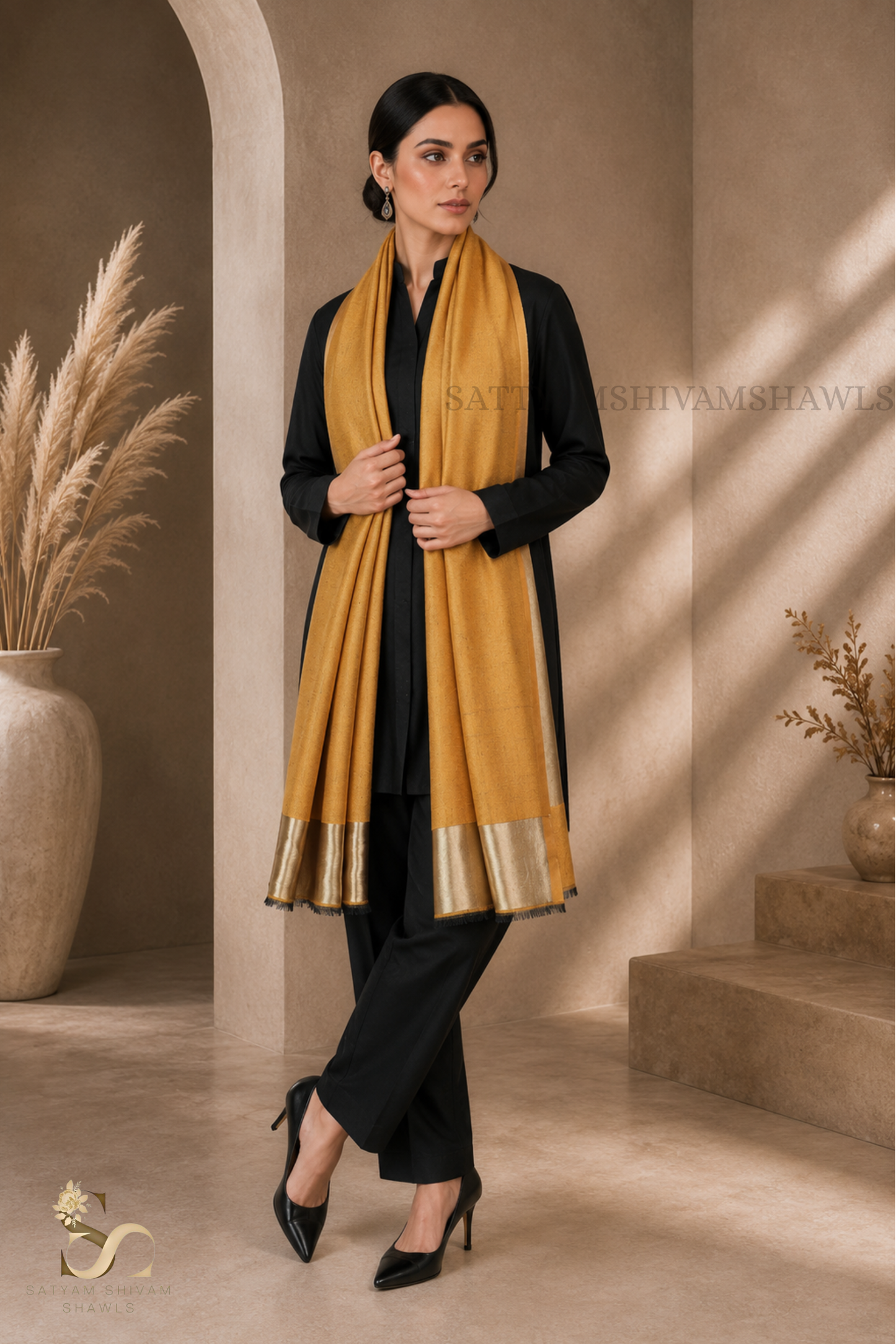 moonlight zari reversible stole, black