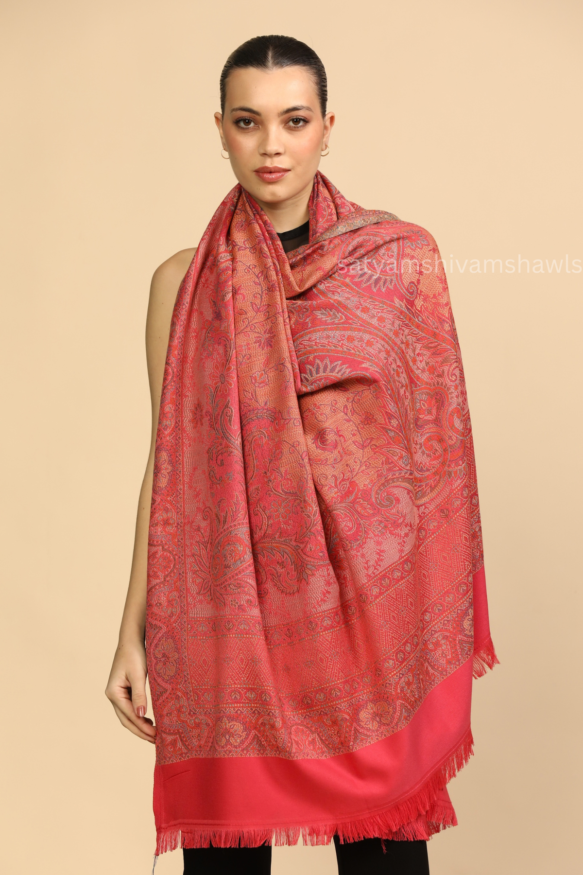 Gul-e-Rose jamawar kani women shawl