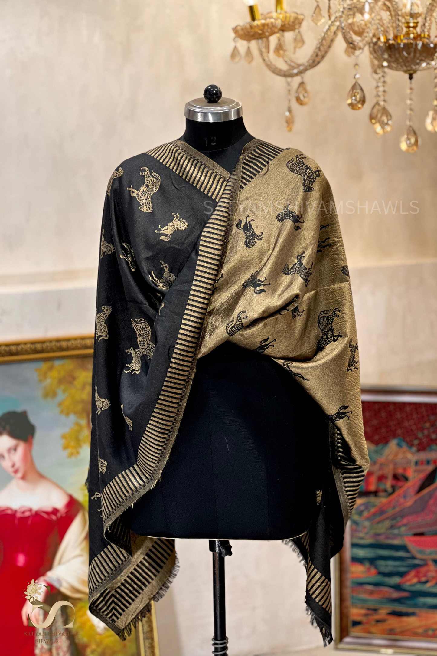 Twilight reversible horse moonlight design stole ,black