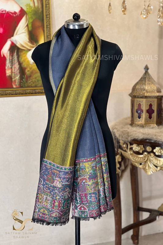 Twilight moonlight reversible kani palla stole, soft & warm,