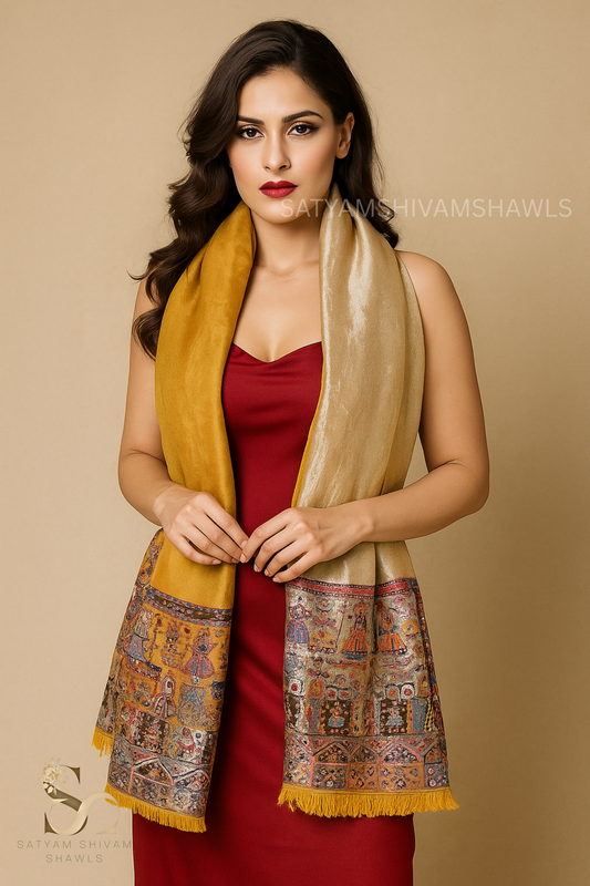 Twilight moonlight reversible kani palla stole, soft & warm