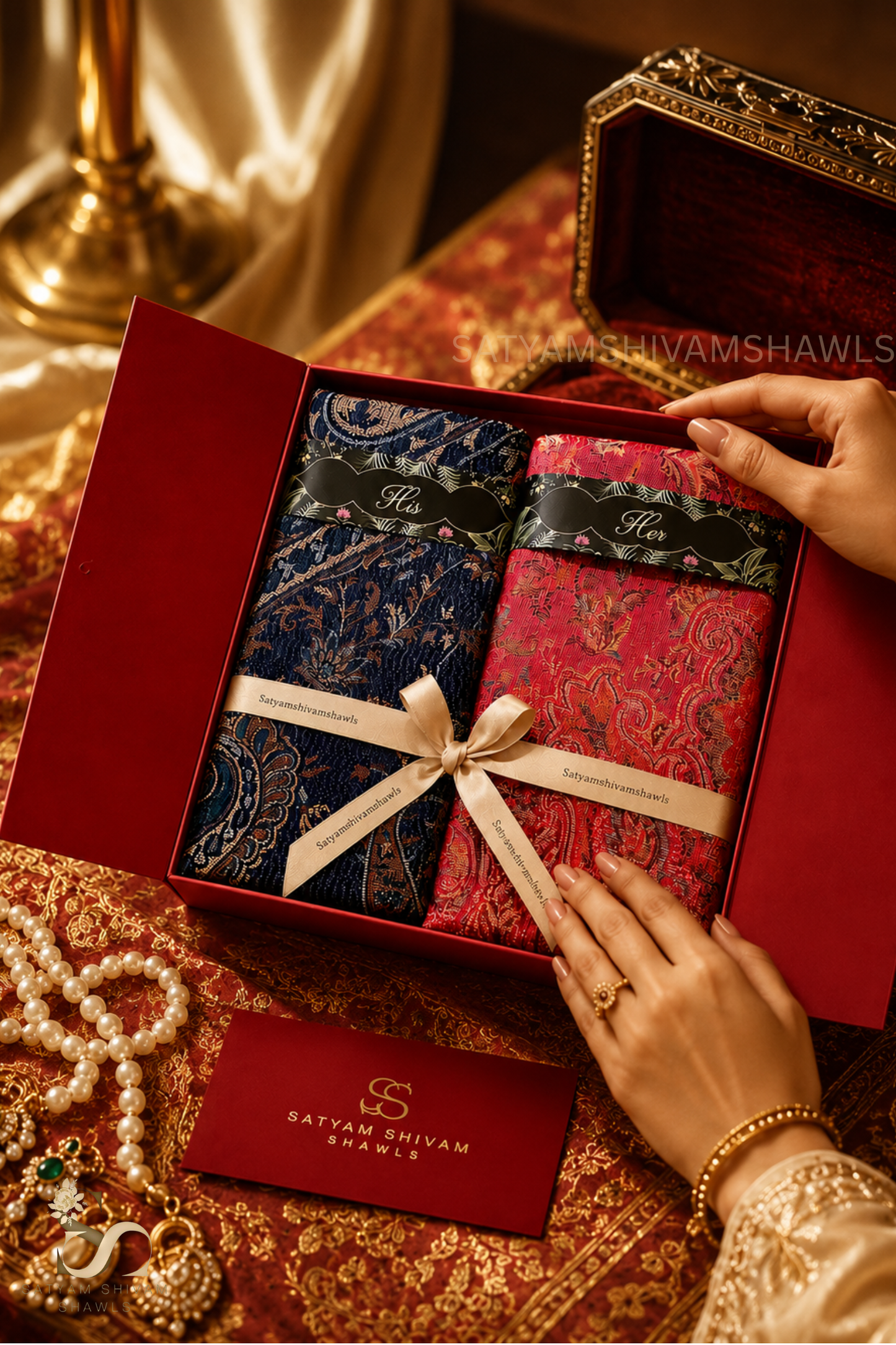 His And Her Set Of 100% pure wool shawls With Premium Gift Box Packaging
