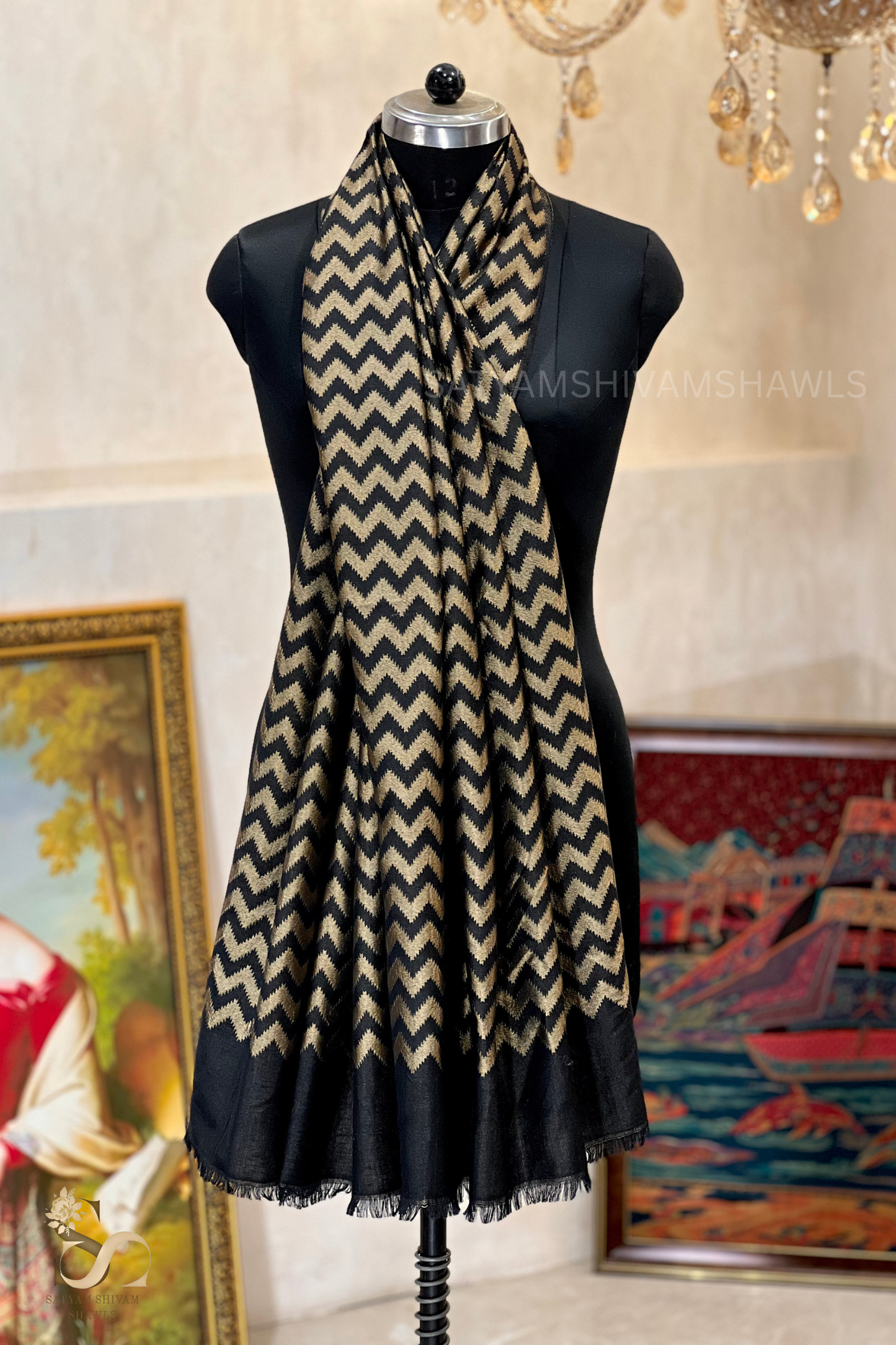 Twilight moonlight reversible zigzag design stole