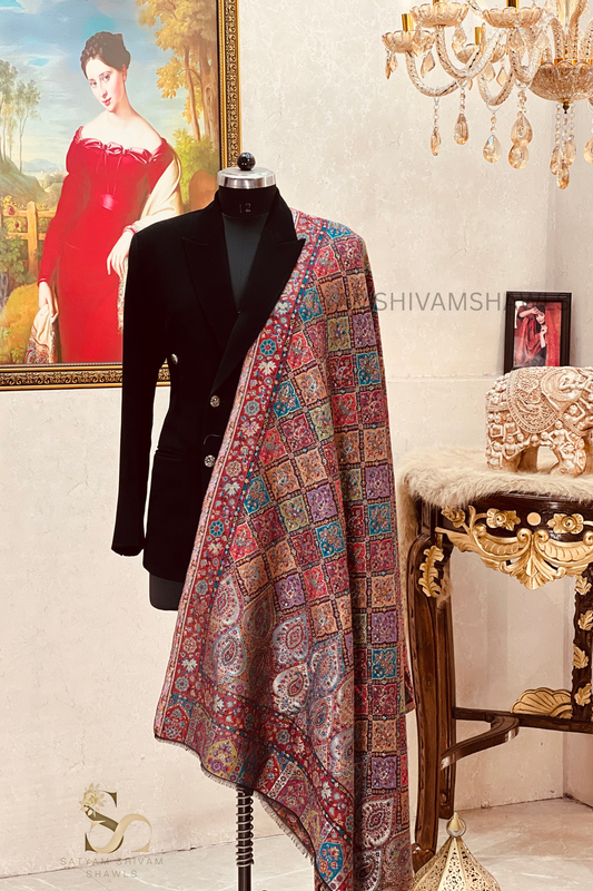 TURKEY ARABIC ZARI  KANI WOVEN SHAWL,WARM AND SOFT,VINTAGE BLACK